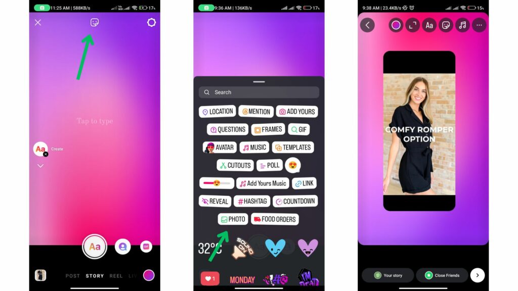 How to change background color on Instagram stories : Gradient color 