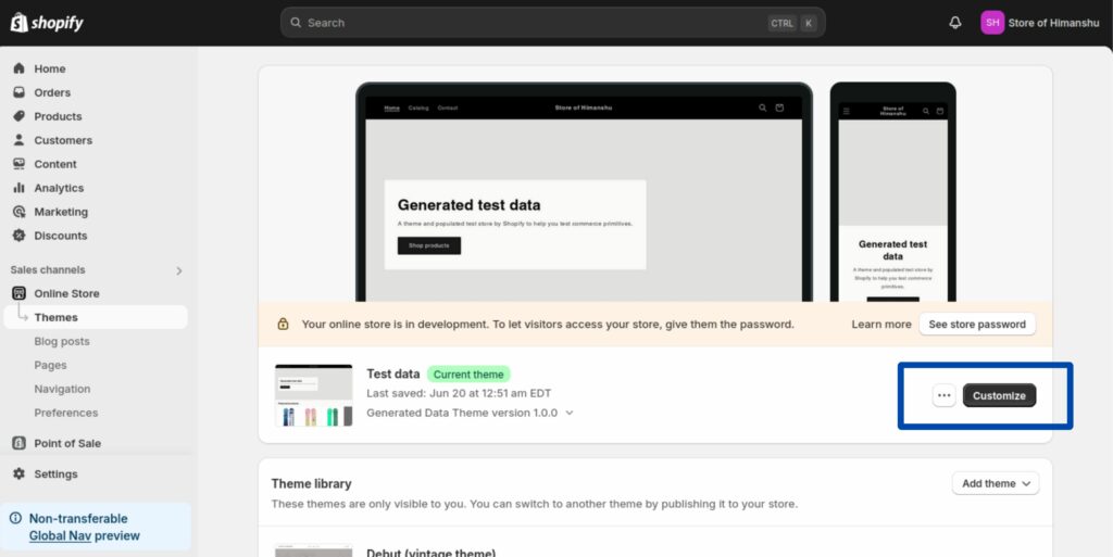 Customize theme on Shopify