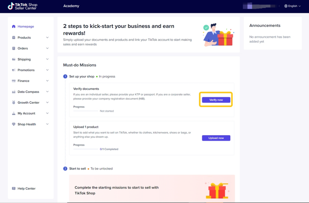 Verify Your Account - How to Set Up a TikTok Shop?