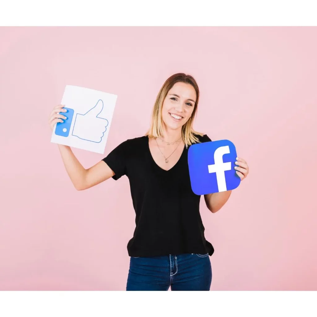 Girl with Facebook logo 