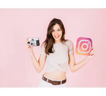 Girl with Instagram and camera