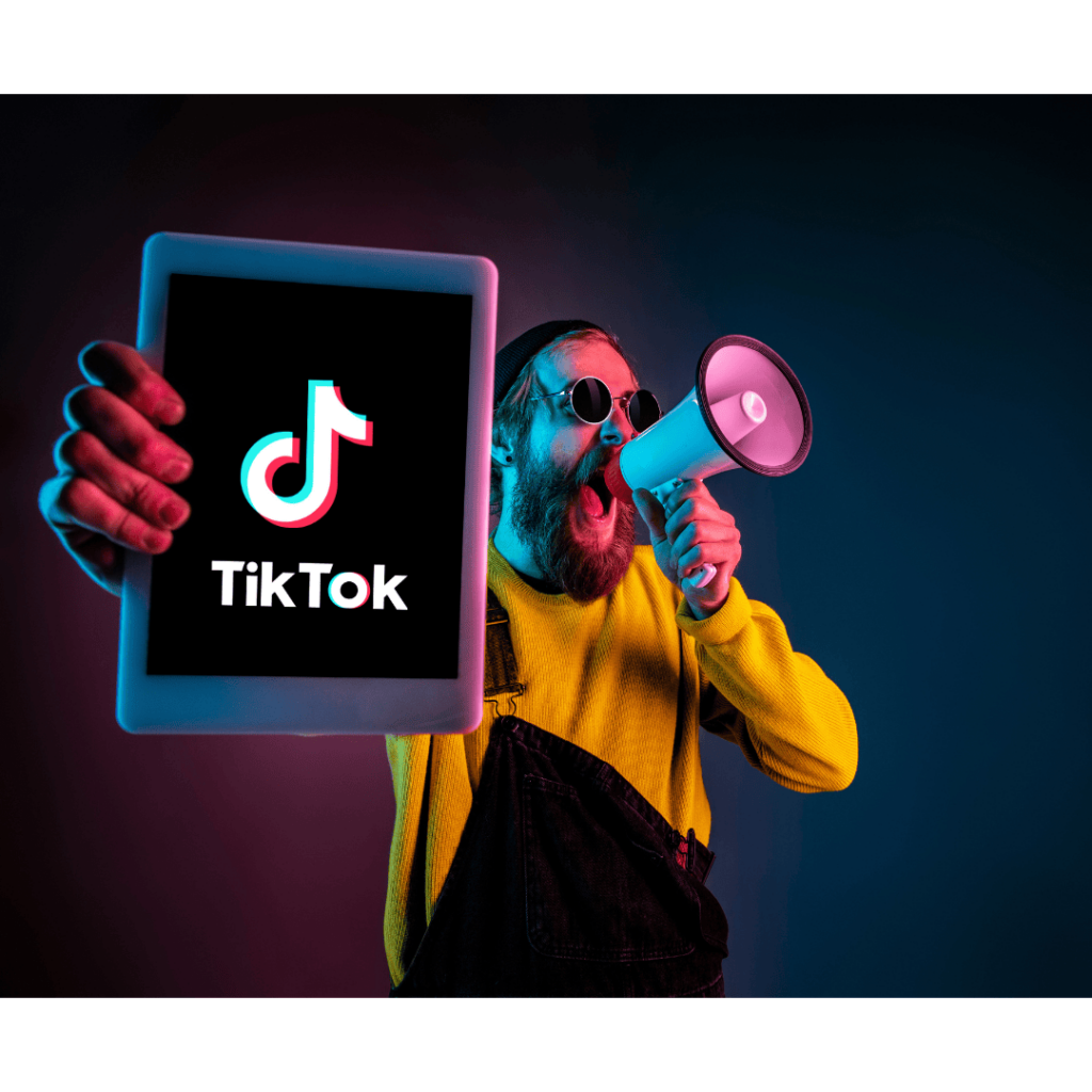 Showing TikTok on Tablet and Shouting on Microphone