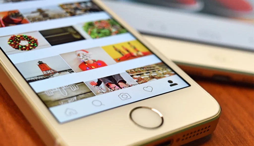 Instagram app open in mobile